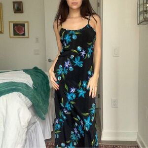Black & Blue Floral Maxi Dress